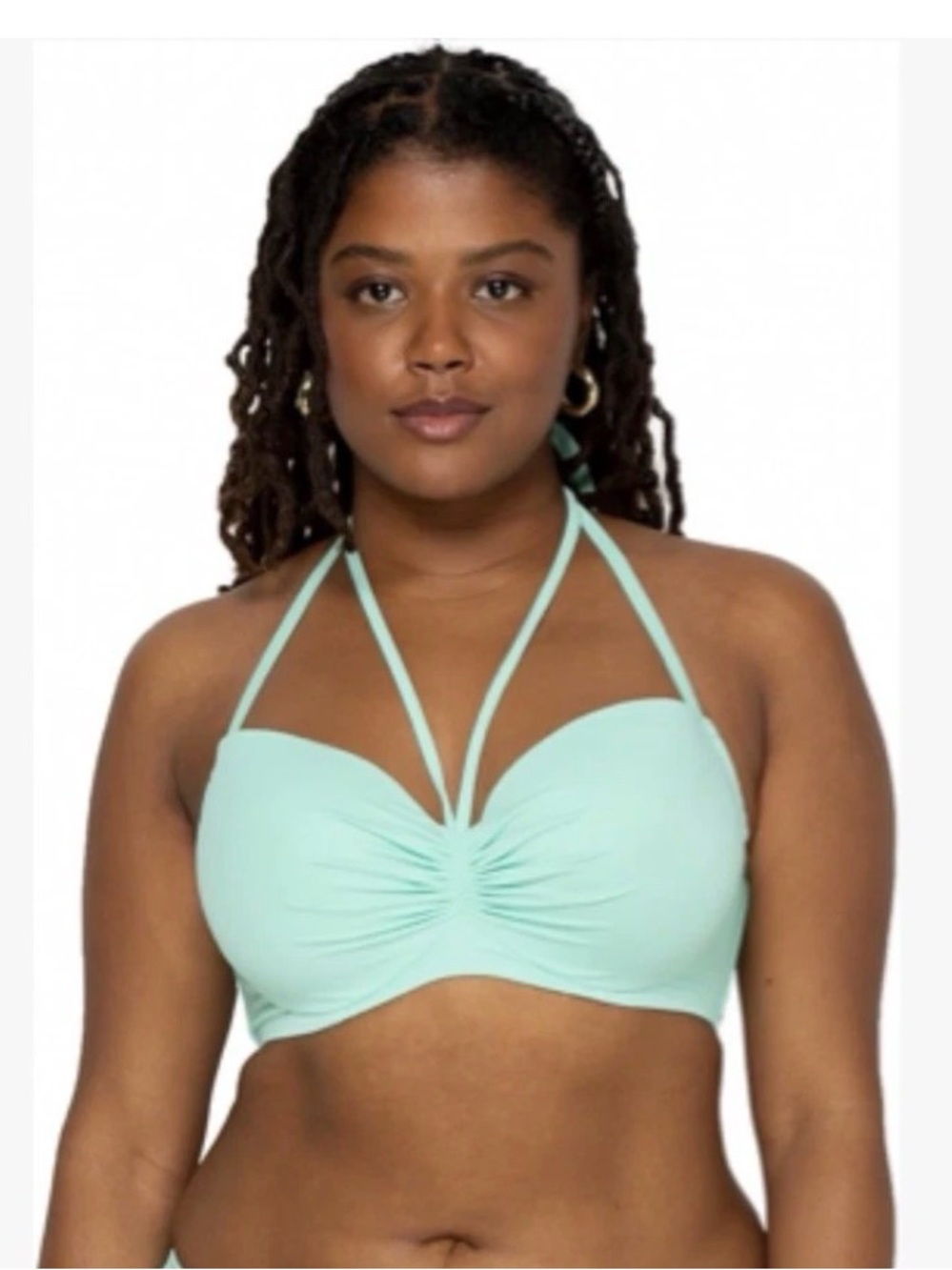 NWT Cool‎ Mint Bandeau Double Halter Bikini Top Smart & Sexy Swim Size 40D